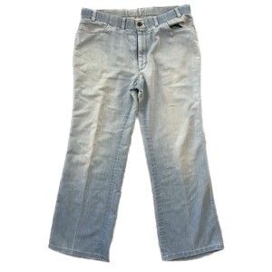 Vintage 70s Levi's Denim Jeans Wide Leg Flare Orange Tab Hippie 34x30 Rare